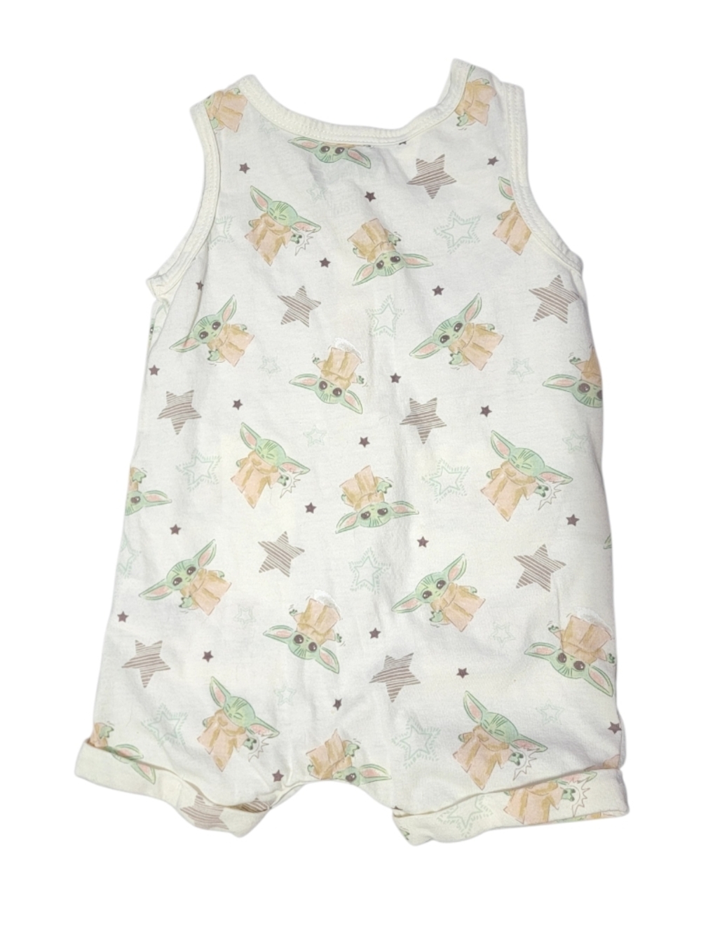 Kids White Star & Green Character Print Pajama Top